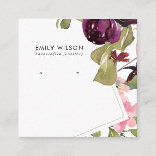 BURGUNDY BLUSH FLORAL STUD EARRING DISPLAY CARD