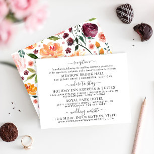 Burgundy Blush Floral Wedding Details Enclosure Card