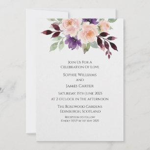 Burgundy Blush Floral Wedding Invitation