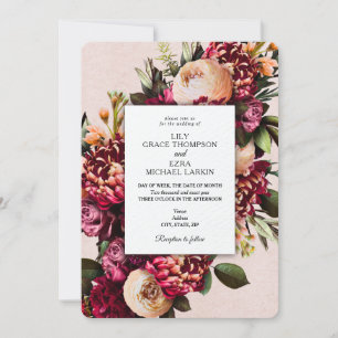 Burgundy & Blush Floral Wedding Invitation