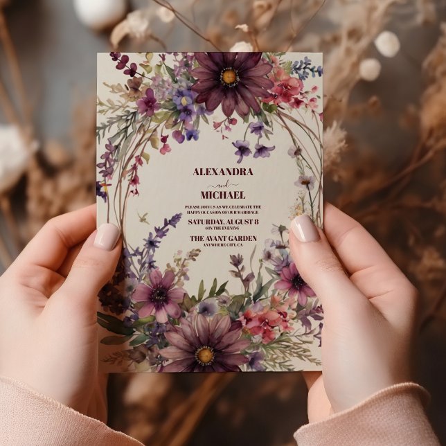 Burgundy & Blush Floral Wedding Invitation (Creator Uploaded)