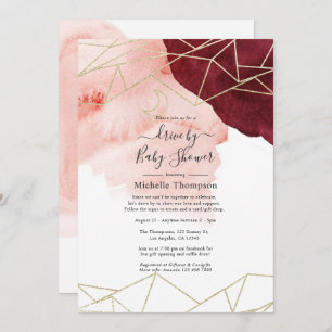 Burgundy Blush Geometric Drive By Shower Invitation