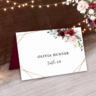 Burgundy Blush Geometric Wedding Place card