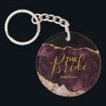 Burgundy Blush & Gold Foil Agate Marble the Bride Key Ring<br><div class="desc">Burgundy Blush Pink Watercolor & Gold Foil Watercolor Marble Agate Gilded Geode Design,  with Modern and Script fonts. Trendy and Chic Wedding the Bride keychain! ~ Check my shop to see the entire wedding suite for this design!</div>