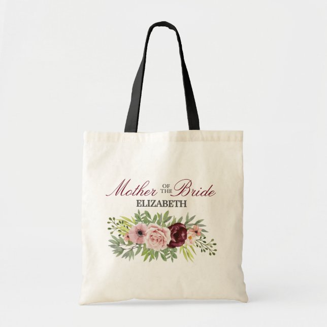 Burgundy Blush Mother of the Bride Tote Bag (Front)
