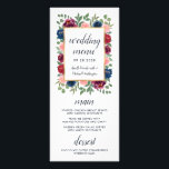 Burgundy Blush Navy Blue Gold Wedding Menu Cards<br><div class="desc">Burgundy Blush Navy Blue Gold Wedding Menu Cards - feature beautiful watercolor floral elements in shades of navy blue, burgundy, blush pink, and more over greenery (eucalyptus) etc. This product is bohemian or elegant themed and perfect for any seasonal wedding -- spring, summer, fall or even winter. View the matching...</div>