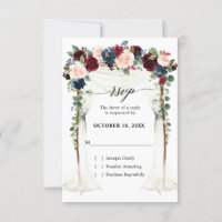 Burgundy Blush Navy Floral Arch Canopy Wedding