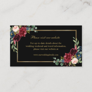 Burgundy Blush Navy Floral Wedding Details Enclosu Enclosure Card