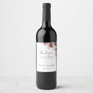 Burgundy Blush Peony and Roses Wedding Wine Label