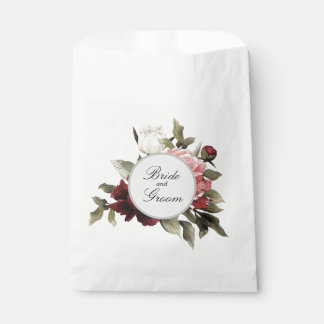 Burgundy & Blush Peony Bouquet Favour Bag 