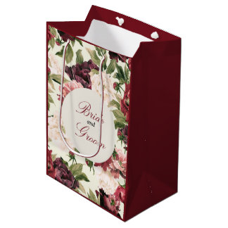 Burgundy & Blush Peony Bouquet Favour Bag 