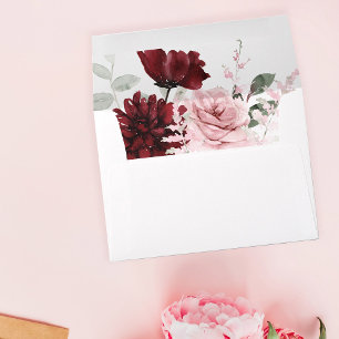 Burgundy & Blush Pink 6 Floral Envelope
