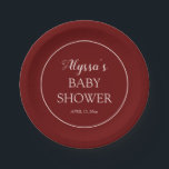 Burgundy Blush Pink Baby Shower Paper Plate<br><div class="desc">Burgundy and blush pink personalised baby shower paper plate. This paper plate is designed to match our Burgundy and Blush Pink Floral Baby Shower collection. Text is a cute calligraphy/script font and includes the mother's name and date of the baby shower. Contact us for help with customisation or matching products....</div>