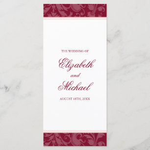 Burgundy Blush Pink Damask Swirl Wedding Program