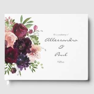 Burgundy & Blush Pink Floral Guest Book