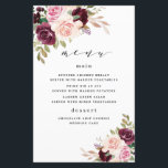 Burgundy Blush Pink Gold Floral Wedding Menu Cards<br><div class="desc">Design features elegant watercolor swag wreaths in shades of burgundy red, Marsala, light blush pink, peach, and more over greenery elements of eucalyptus and vintage gold leaves. You can move, add, delete text under the customise further tools if you would prefer to make your own text template with this graphic...</div>