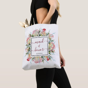 Burgundy Blush Pink Maid of Honour Wedding Tote Bag