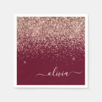 Burgundy Blush Pink Rose Gold Glitter Monogram