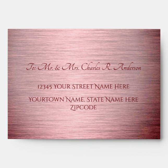 Burgundy Blush Pink Rose Gold Wedding Envelope (Front)
