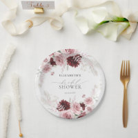 Burgundy Blush Pink Roses Floral Bridal Shower