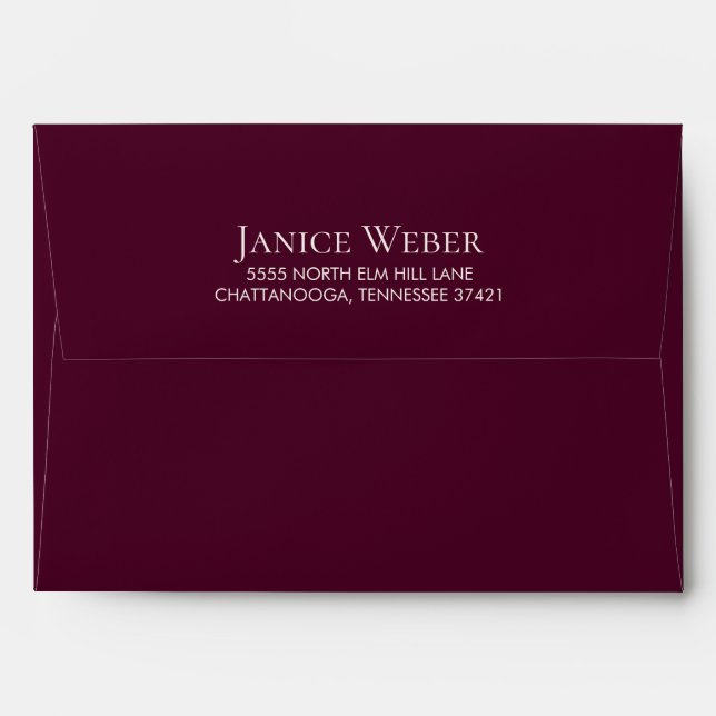 Burgundy Blush Pink Watercolor Floral Wedding Envelope (Back (Top Flap))