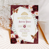 Burgundy Blush Quinceañera Butterflies Mis Quince