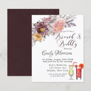 Burgundy Blush Yellow Peonies Brunch & Bubbly Invitation