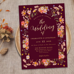 Burgundy Boho Floral Arch Fall Wedding Gold