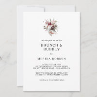 Burgundy Boho Floral Brunch and Bubbly Shower Invi