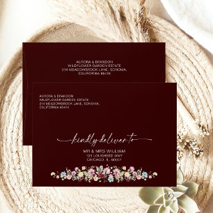 Burgundy Boho Floral Garden Wedding  Envelope