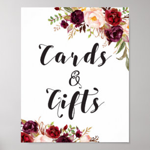 Burgundy Boho Floral Sign - Cards and Gifts