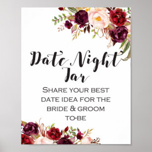 Burgundy Boho Floral Sign - Date night Sign