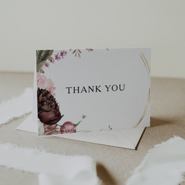 Burgundy Boho Floral Thank You Card (Creator Uploaded)
