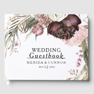 Burgundy Boho Floral Wedding Guest Book