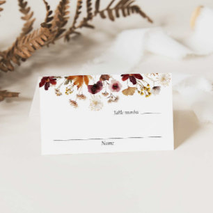 Burgundy Boho Floral Wedding Place Cards