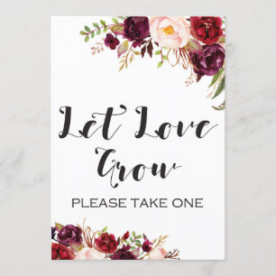 Burgundy Boho Flower Sign 5x7" Invitation