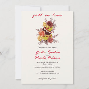 Burgundy Boho Rose Pampas Lemon Tea Bridal Shower Invitation
