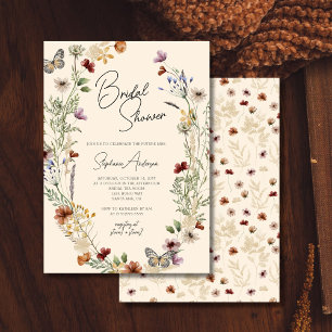 Burgundy Boho Wildflower Bridal Shower Invitation