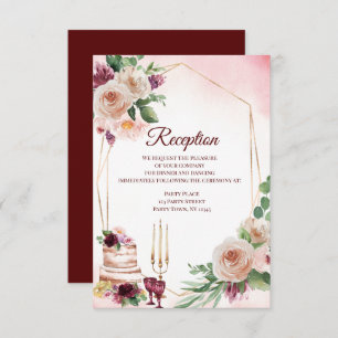 Burgundy Boho Wine Watercolor Floral Invitation