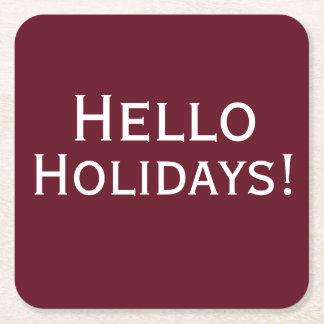 Burgundy Bold Holiday Colour Square Paper Coaster