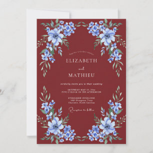 Burgundy Bold Moody Winter Wedding Invitation