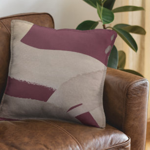 Burgundy Bordeaux Artistic Abstract Watercolor Cushion