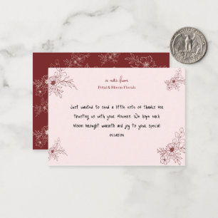Burgundy Botanical "A Note From" Card