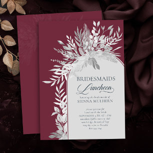 Burgundy Botanical Arch Bridesmaids Luncheon Invitation
