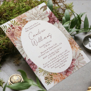 Burgundy Botanical Couples Baby Shower Invitation