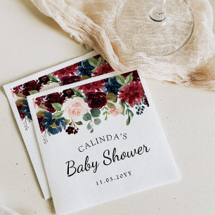 Burgundy Bouquet   Baby Shower Napkin
