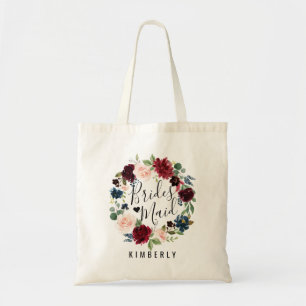 Burgundy Bouquet   Bridesmaid Tote Bag