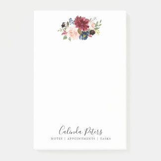 Burgundy Bouquet | Minimal Floral Post-it Notes