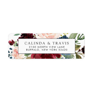 Burgundy Bouquet Return Address Label