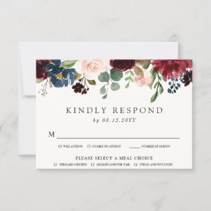 Burgundy Bouquet RSVP Card